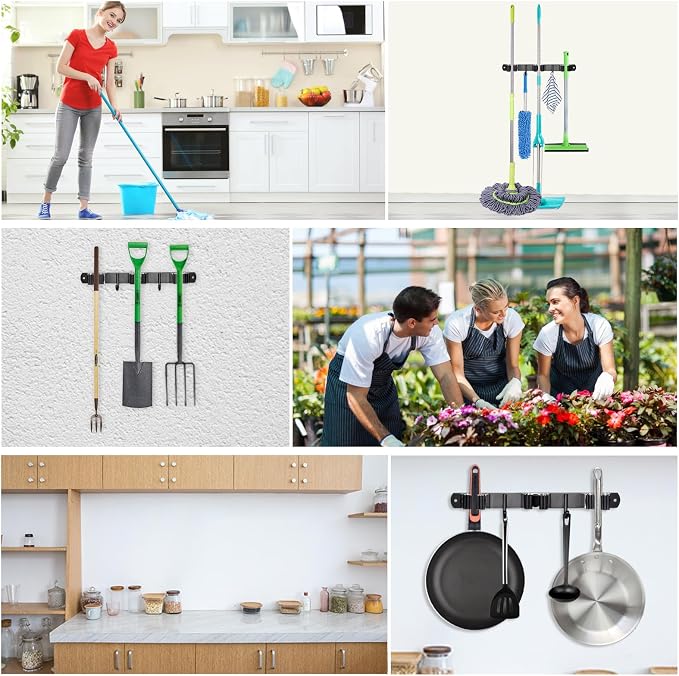 Huryfox Heavy-Duty Stainless Steel Broom Holder, Wall Mount, 1-4 cm Diameter - Image 5