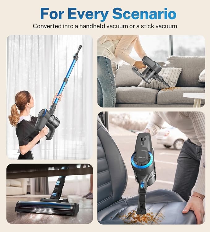 DEVOAC Cordless Vacuum Cleaner, Ultra-Lightweight Stick Vacuum, 2200mAh Battery - Image 7