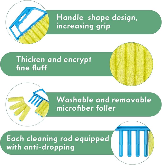 Geiserailie 3 Pieces Blind Cleaner Duster Tool 7 Finger Dusting Cleaner - Image 4