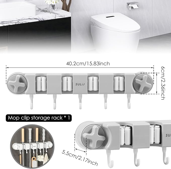 Broom Holder Wall Mount Sturdy Mop and Broom Organizer - Image 3