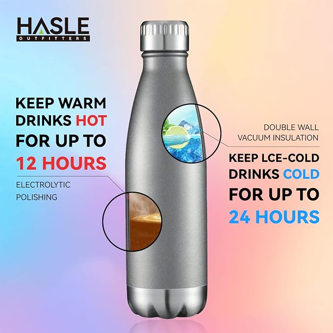 HASLE OUTFITTERS 17oz Stainless Steel Water Bottles, Vacuum Insulated Water - Image 4