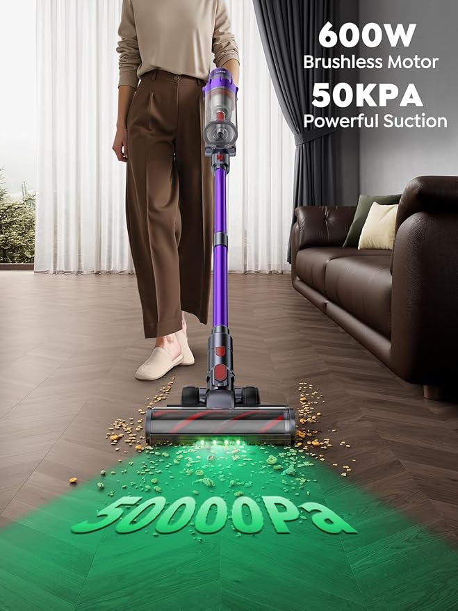 Cordless Vacuum Cleaner, 600W 50KPA 65 Mins Runtime Vacuum Cleaners - Image 2