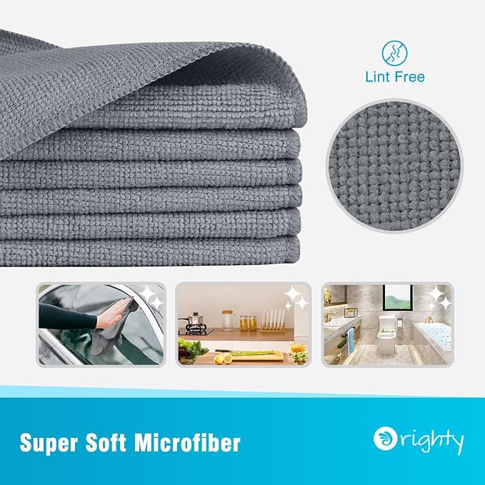 Orighty Grey Microfiber Cleaning Cloth, Microfiber Towels - Image 2