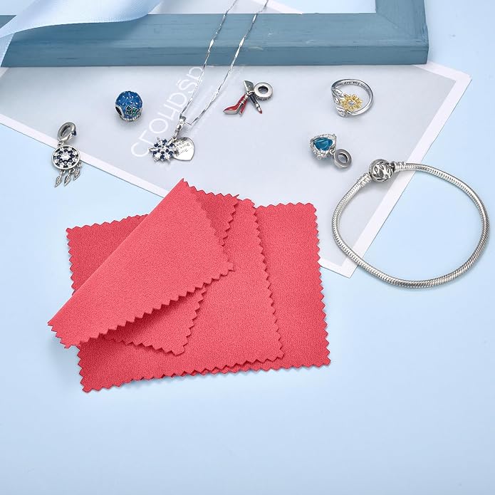 SEVENWELL 50pcs Jewelry Cleaning Cloth Pink Polishing Cloth - Image 5