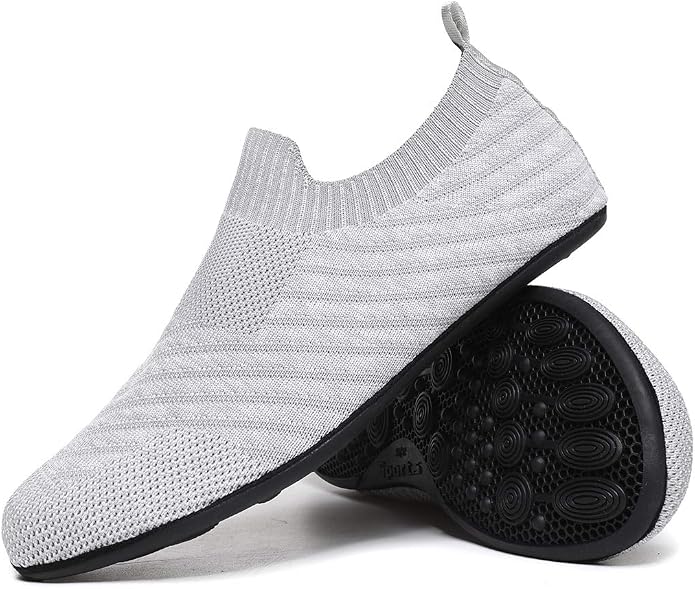 QZKDM Lightweight Slip on Grip Indoor House Slippers Barefoot Non Slip Home by QZKDM