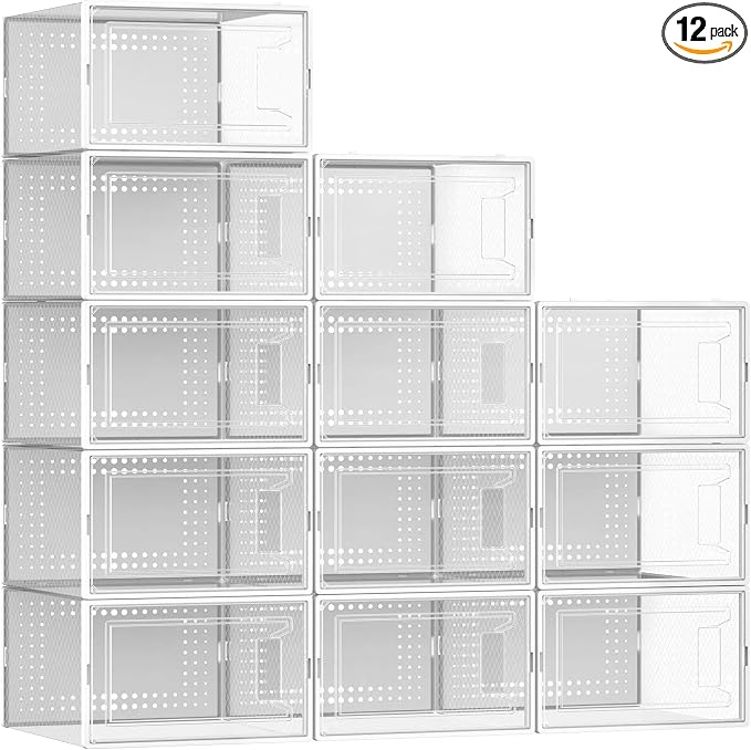 Secret Space 12 Pack XX Large Shoe Organizer Storage Boxes by SecretSpace