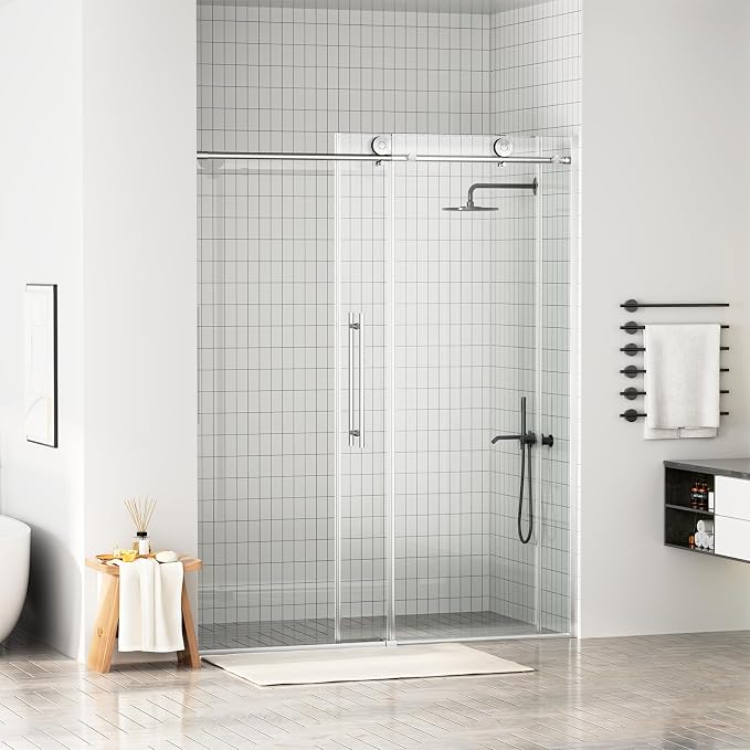 WinZo Frameless Shower Door 56-60 in W x 75 in H, Sliding Shower Door by winzo