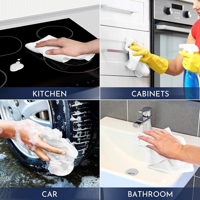 GLIMGLINT White Microfiber Cleaning Cloth, 150 Pack Microfiber Towels - Image 7
