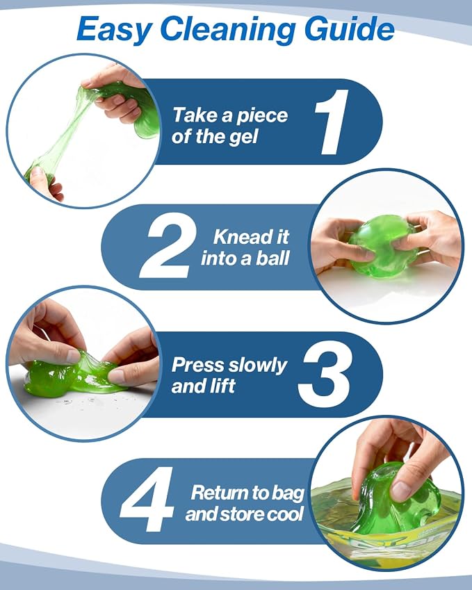 Car Cleaner Gels 4 Pack, Universal Dust Cleaner Putty Cleaner Slime, Cleaning - Image 7
