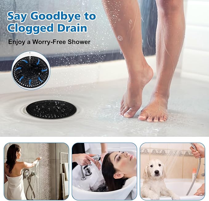 ZOOY Shower Drain Hair Catcher, 2 Pack 5.5 Inch Silicone Large Drain Cover - Image 6