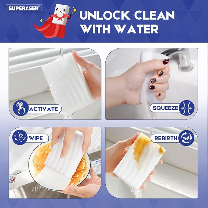Magic Sponge Eraser, Tex-10 Scrub Melamine Sponges, Heavy Duty No Scratches - Image 4