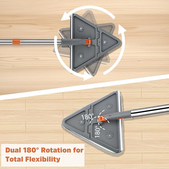 Wall Cleaner Mop with 94" Long Handle, 2-in-1 Triangle & Rectangle Head with - Image 7