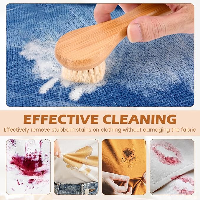 Natural Boar Bristle Laundry Stain Brush, Dorm Room Essential - Image 5