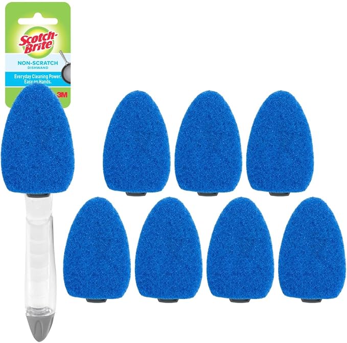 Scotch-Brite Non-Scratch Dishwand Kit, 1 Dish Wand & 7 Sponge Refills, Keep by Scotch-Brite
