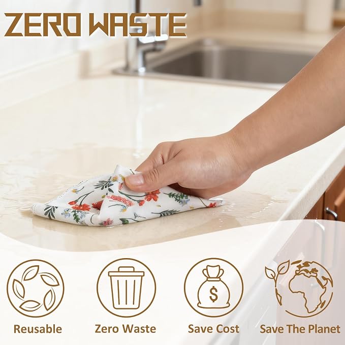 25 Pack Reusable Tissue Paperless Towel Roll Washable Cotton - Image 3
