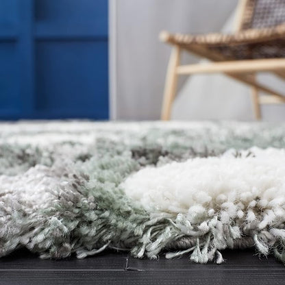SAFAVIEH Horizon Shag Collection Accent Rug - 3' x 5', Grey & Green, Non-Shedding & Easy Care, 2.6-inch Thick Ideal for High Traffic Areas in Entryway, Living Room, Bedroom (HZN890Y)