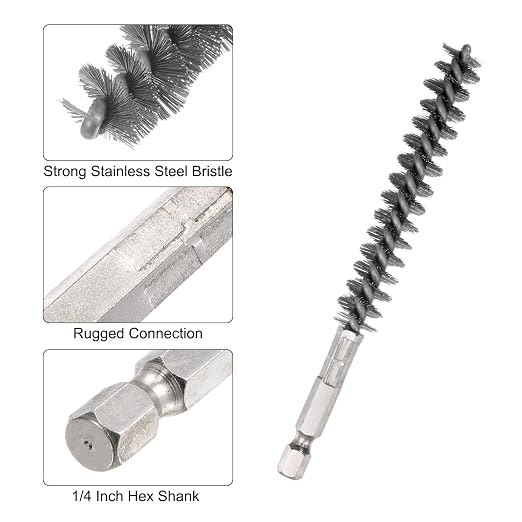 HARFINGTON 2pcs Stainless Steel Bore Brush 12mm Dia Cleaning Wire Brush - Image 4