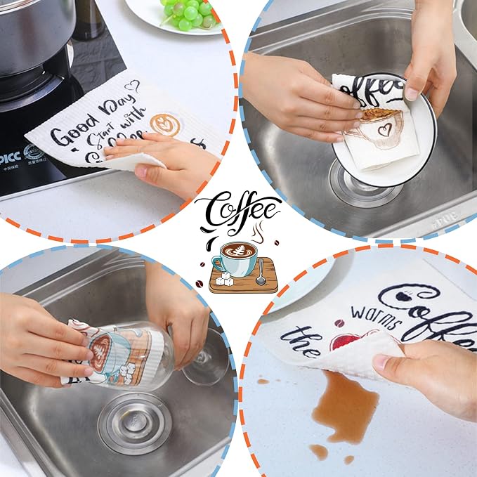 6 Pcs Swedish Kitchen Dish Towels Kitchen Cloths Reusable Sponge Cleaning - Image 4