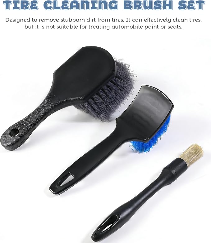 3PCS Wheel Brush, Car Accessories Wheel Rim Tire Cleaning Brush Set, Used to - Image 6