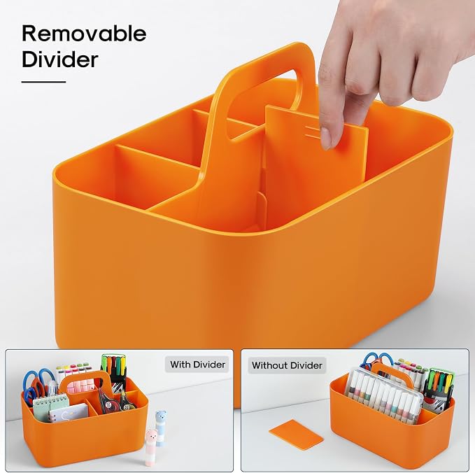 Multiuse Caddy Organizer with Handle, Stackable Plastic Tote Bin - Image 6
