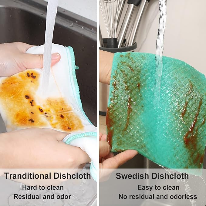 10 Packs Swedish Dishcloths for Kitchen, Reusable Paper Towels Compostable - Image 7