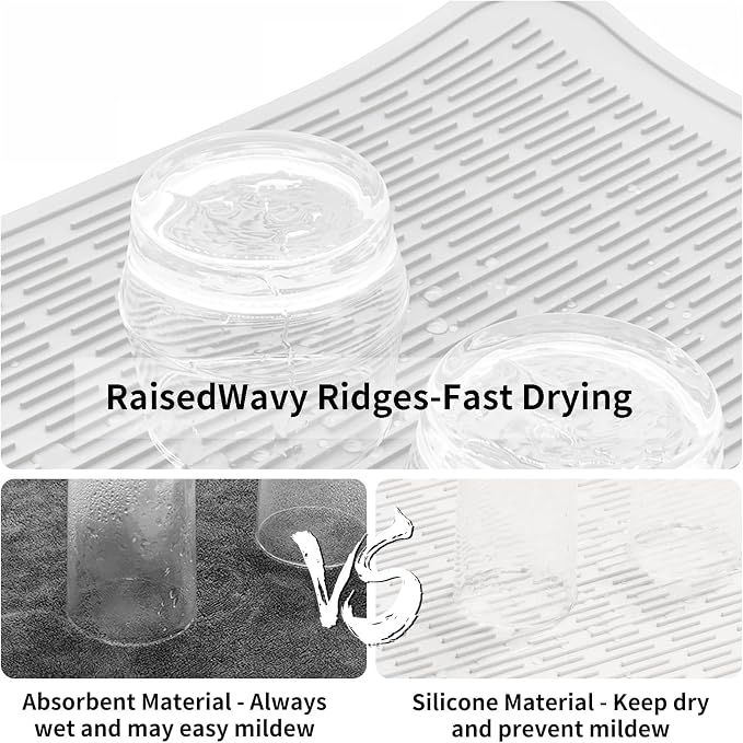 ZLR Silicone Dish Drying Mat for Kitchen Counter, Eco-Friendly Fast Dry Dish Mat - Image 2