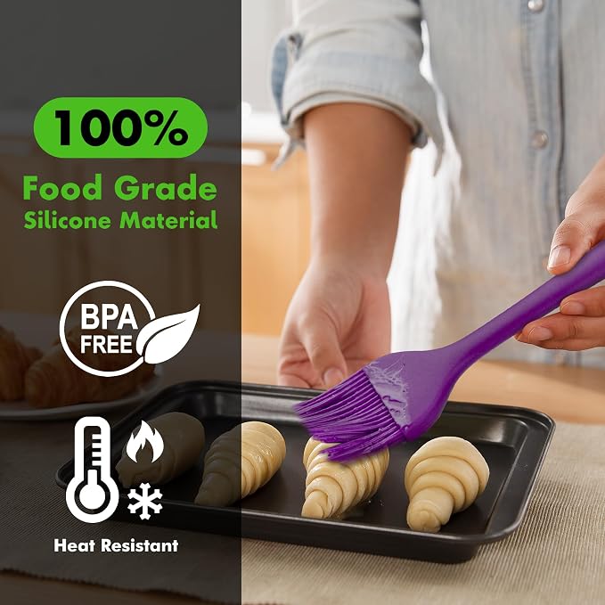 HOTEC Basting Brushes Silicone Heat Resistant Pastry Brushes Spread Oil Butter - Image 3