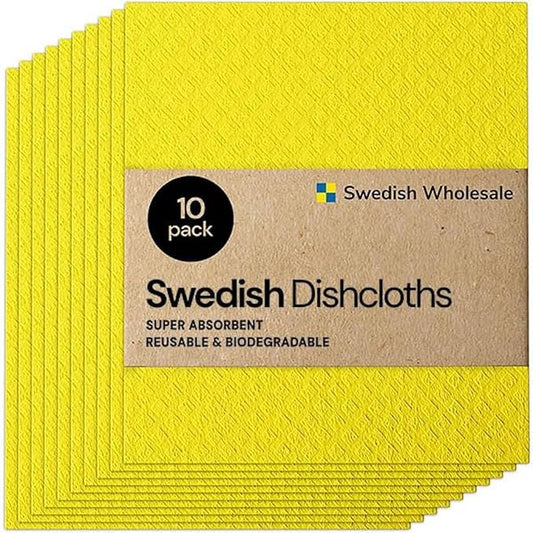 Swedish Wholesale Dishcloths Reusable 8" x 7" Sponge Cloths, Bulk 10 Pack of by SwedishWholesale