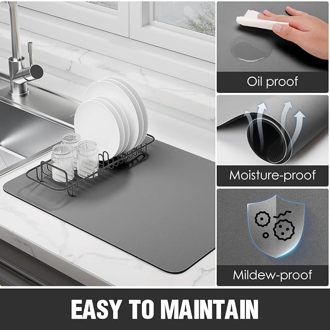 Dish Drying Mat for Kitchen Counter Super Absorbent Drainer Mats - Image 4