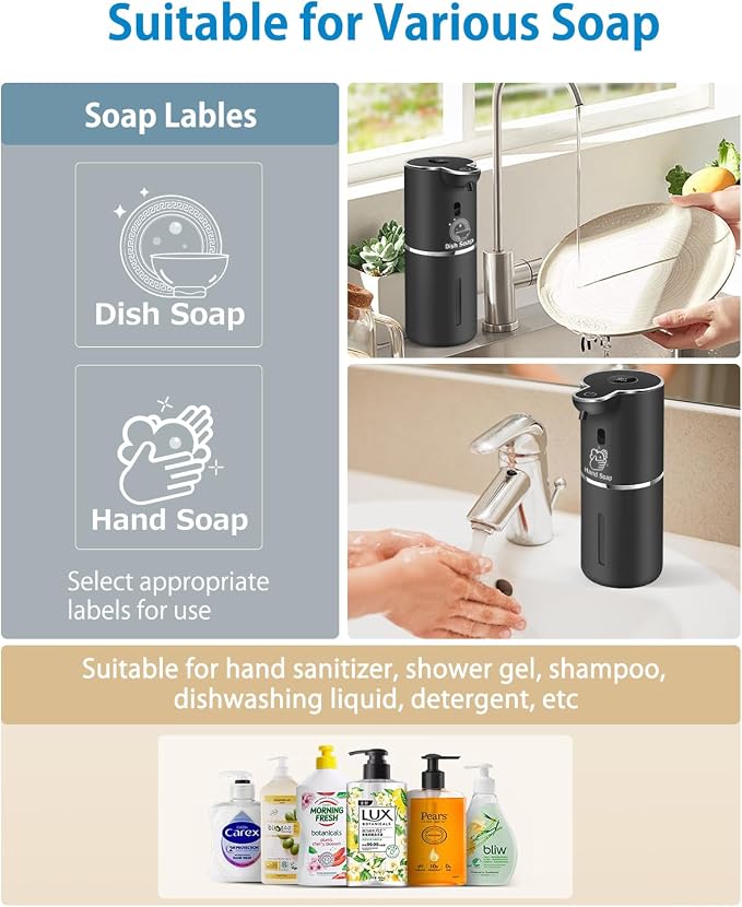 Automatic Liquid Soap Dispenser 12.8oz, Rechargeable & 6 Levels Soap Adjustable - Image 6