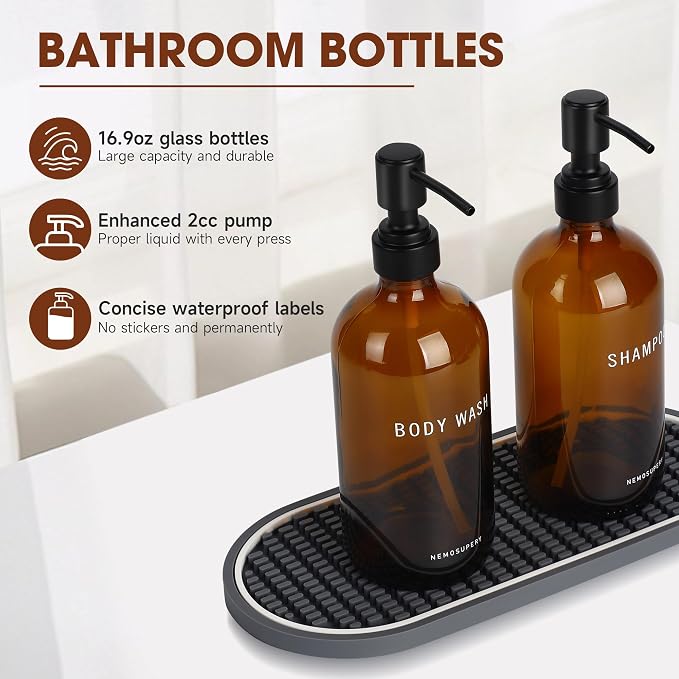 Glass Shampoo and Conditioner Dispenser-Shampoo Dispenser - Image 2