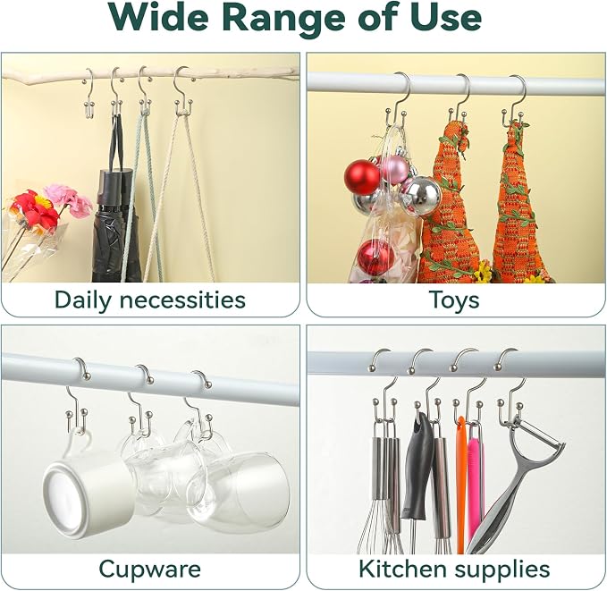 24 Pcs Shower Curtain Hooks, Goowin Shower Curtain Rings, Durable Shower - Image 7
