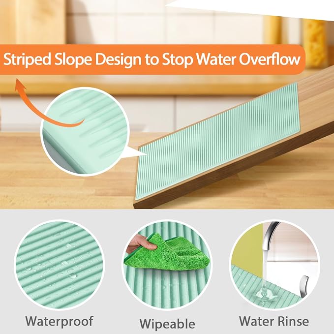 GOYLSER Silicone Refrigerator Shelf Mat, 4 Pack Waterproof Fridge Mat Liners - Image 4