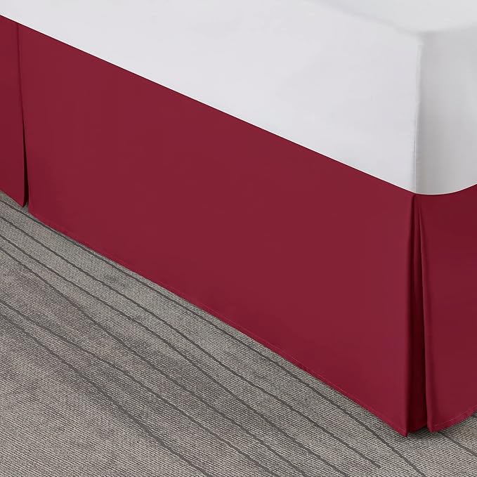 Nestl Red Heaven Twin Bed Skirt - Twin Size Bed Skirt 14 Inch Drop - Brushed Microfiber Bed Skirts - Hotel Quality Pleated Bed Skirt - Shrinkage & Fade Resistant