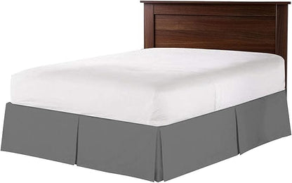Bed Skirt - 100% Cotton 800 Thread Count Box Pleated Bed Skirt - Luxury Pleated Dust Ruffle, Hotel Quality Modern Bed Skirt, Easy Fit with 12 Inch Tailored Drop, Twin, Dark Grey