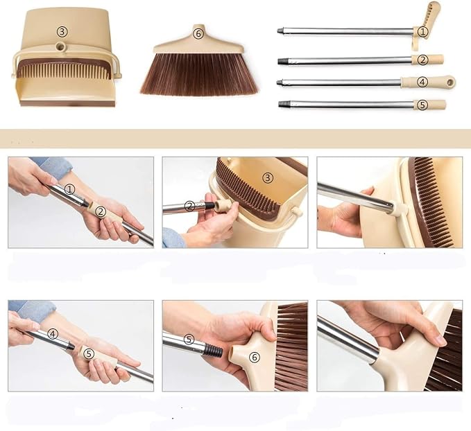 Broom and Dustpan Set Upright Self-Cleaning Sweeping Standing Set Use - Image 7