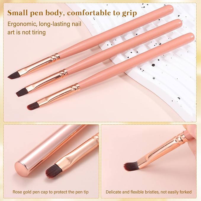 Pink Nail Art Clean Up Brushes for Cleaning Polish Mistakes on the Cuticles - Image 7