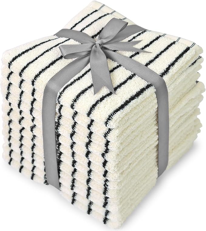 Jacquotha Striped Cotton Washcloths 12 Pack, 13” x 13” by Jacquotha