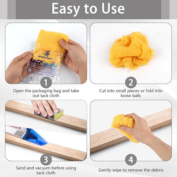 24 Pack Tack Cloths, Tack Rags for Woodworking, 17.7 x 35.4 in Tac Cloth Dust - Image 5