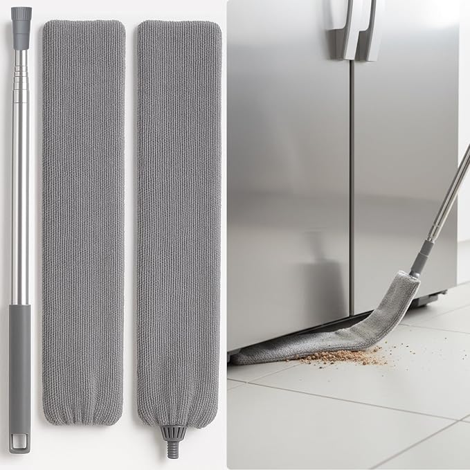 Flat Gap Dust Cleaner with Extendable Pole, Bafezoze Retractable Under by bafezoze