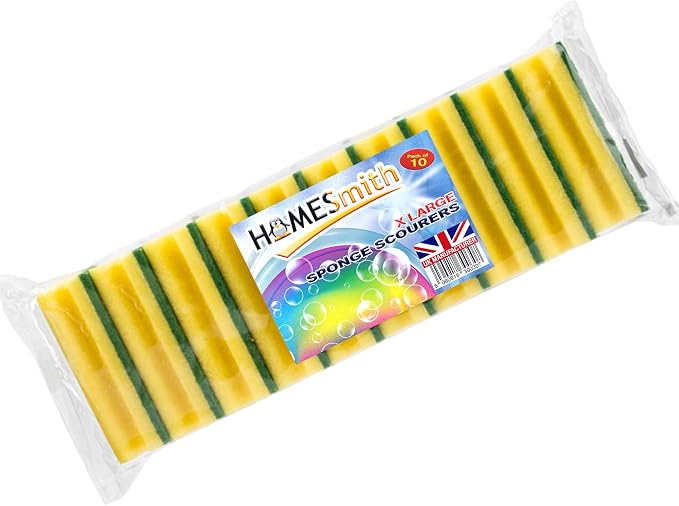 Heavy Duty Scrub Large Sponge, Dual-Sided Dishwashing & Cleaning Sponge by HomeSmith