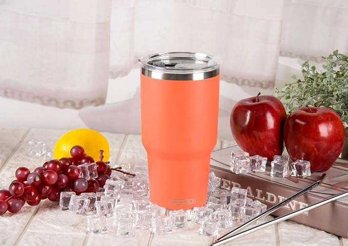 D·S 30oz Orange Tumbler Stainless Steel Insulated Travel Mug - Image 5