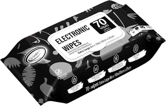 Air Jungles Electronic Wipes Screen Cleaner 70 Count, No Cloth Needed, Extra by AirJungles