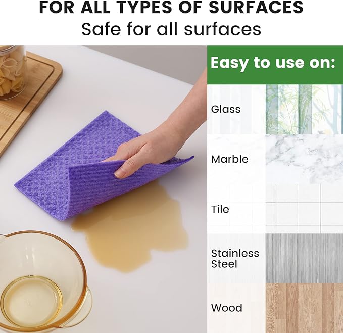 Homaxy Swedish Dishcloths for Kitchen, 10 Pack Reusable and Washable Cellulose - Image 3