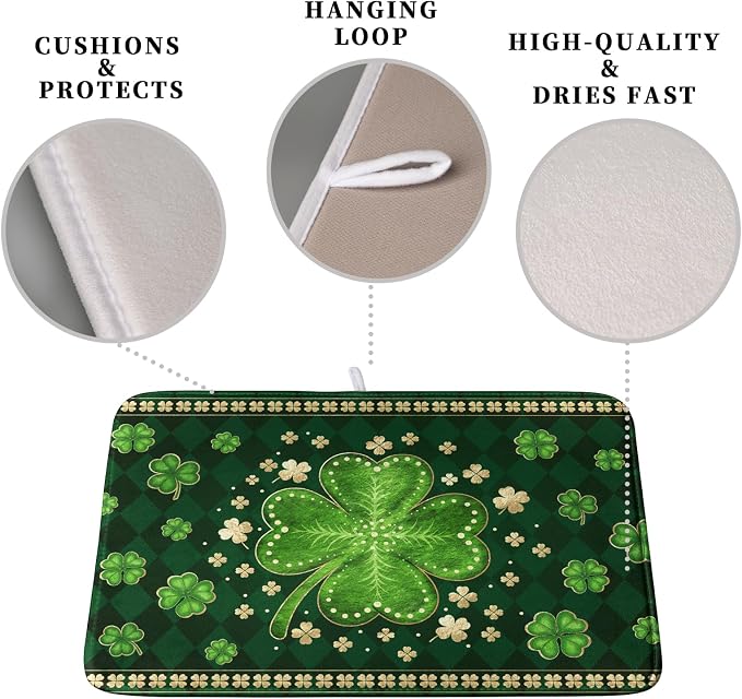 St Patrick's Day Green Shamrock Dish Drying Mat - Image 3