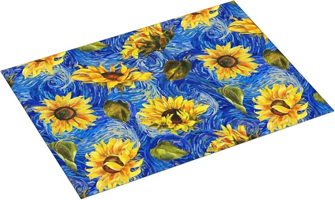 Starry Night Sunflower Blue Dish Drying Mat - Image 2