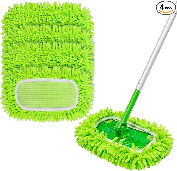 4Pcs for Swiffer Reusable Dry Sweeping Cloths Microfiber Wet Mop Pads Compatible by Ashsajkd