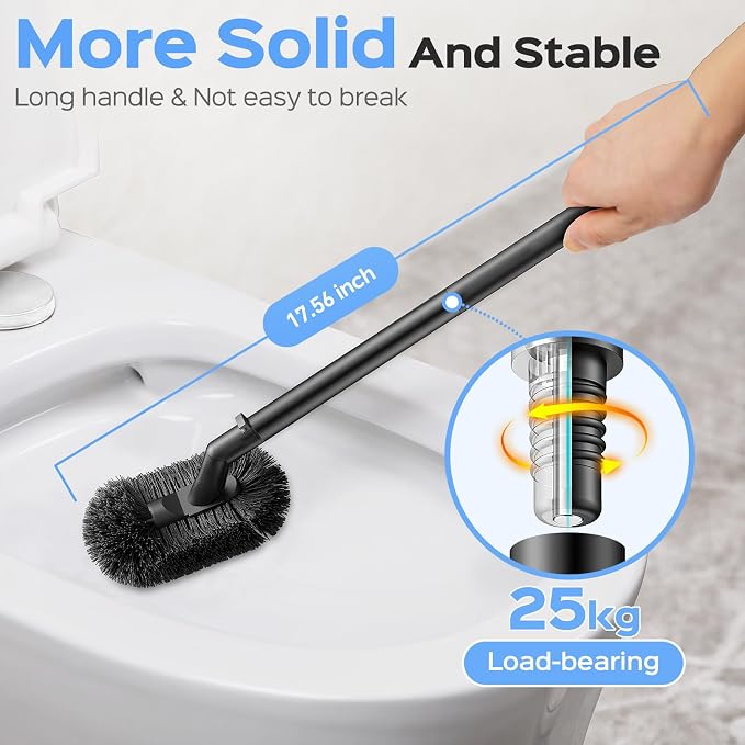 HAMITOR Toilet Plunger and Brush Set: 2 in 1 Stainless Steel Combo - Image 6