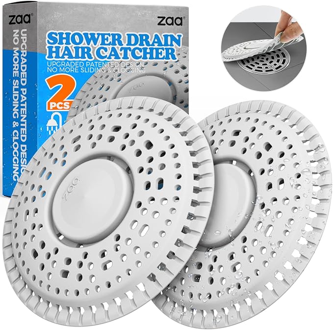 zaa Shower Drain Hair Catcher, 2 Pack Premium Silicone Drain Protector & Shower by zaa
