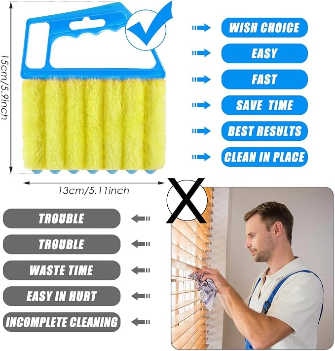 Geiserailie 2 Pcs Window Venetian Blind Cleaner Duster Tool Washable 7 Fingers - Image 6